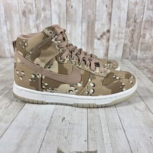 Nike Dunk High Top Sneakers Desert Camo Tan Pink Lace‎ Up Casual Shoes Women's